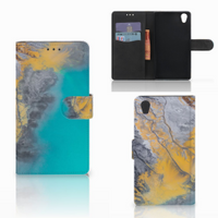 Sony Xperia L1 Bookcase Marble Blue Gold - thumbnail