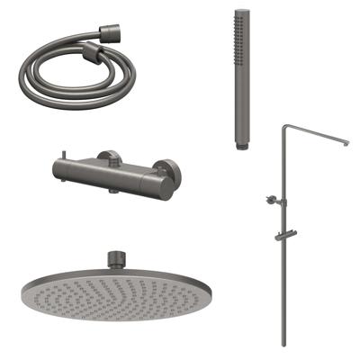 Regendoucheset IVY Bond Opbouw Thermostatisch 30 cm Medium Staaf Handdouche Geborsteld Metal Black PVD