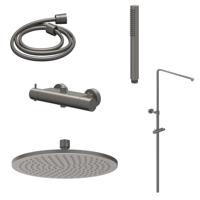 Regendoucheset IVY Bond Opbouw Thermostatisch 30 cm Medium Staaf Handdouche Geborsteld Metal Black PVD
