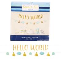 Amscan Letterslinger baby boy hello world blauw/goudkleurig 170 cm | 12 stuks