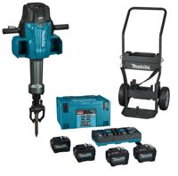 Makita HM004GL402 XGT 2x40V Accu Breekhamer | 72 J | Met Trolley, 4x 8,0 Ah accu&apos;s en snellader | In Mbox - HM004GL402