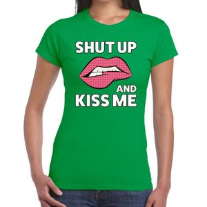 Shut up and kiss me t-shirt groen dames