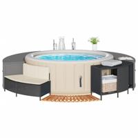 VidaXL Hottub-ombouw poly rattan en massief acaciahout zwart