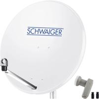 Schwaiger satellietinstallatie voor 1 satelliet - satellietschotel 80 cm, lichtgrijs, LNB - 2 aansluitingen