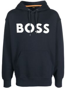 BOSS hoodie en coton à logo imprimé - Bleu