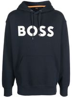 BOSS hoodie en coton à logo imprimé - Bleu