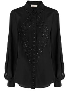 Elie Saab chemise crop à détails d'œillets - Noir