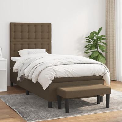 Boxspring met matras stof donkerbruin 90x190 cm
