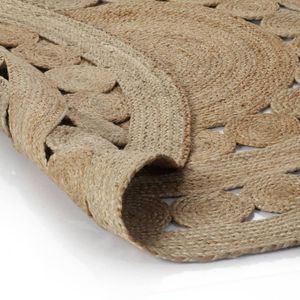 The Living Store Jute Tapijt - Ronde 120 cm - Natuurlijke jute toon - Handgemaakt