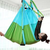 6 behandelt bodybuilding hand stand inelasticiteit luchtfoto yoga hangmat (blauw groen)