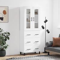 Hoge kast 69,5x34x180 cm bewerkt hout wit