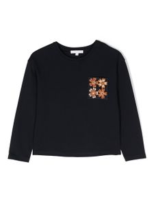 Chloé Kids sweat à fleurs brodées - Bleu