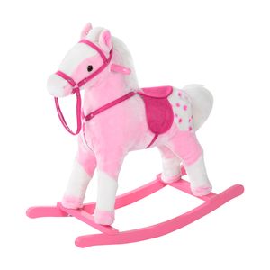 HOMCOM Kinderen schommelpaard hinniken schommeldier schommelspeelgoed roze | Aosom Netherlands