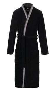 Ten Cate Badjas fleece zwart-grijs