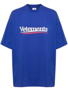 VETEMENTS t-shirt en coton à logo imprimé - Bleu