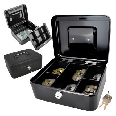 Malatec Geldkist met slot - zwart - PP/ijzer - 20 x 16 x 9 cm - geldbox - kluis/spaarpot Malatec Geldkist met slot - zwart - PP/ijzer - 20 x 16 x 9 cm - geldbox - kluis/spaarpot