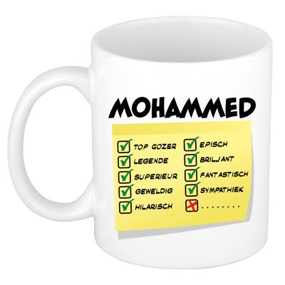Naam mok Mohamed - wit - top gozer - keramiek - 300 ml - cadeau collega beker