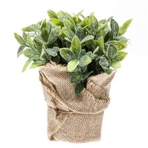 Kunstplant - Munt Kruiden - Groen - In Jute Pot - 19 cm