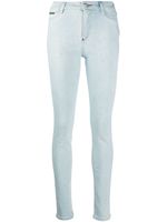 Philipp Plein legging à taille haute orné de cristal - Bleu - thumbnail