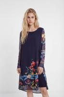 Meerlaagse gebloemde jurk - BLUE - 42