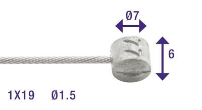 Rem binnenkabel Elvedes 2250mm RVS ø1,5mm Weinmann tonnippel (100 stuks in doos)