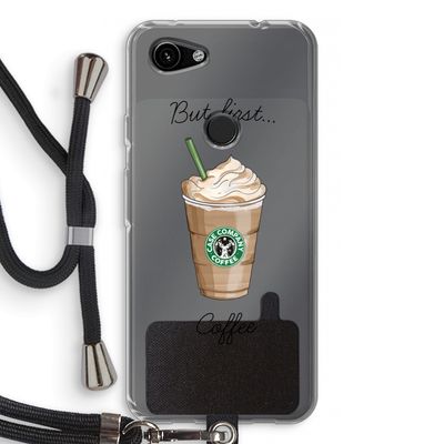 But first coffee: Pixel 3a Transparant Hoesje met koord