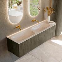 Badmeubel Mondiaz Kurve-Dlux | 165 cm | Meubelkleur Shadow | Wastafelkleur Meli | Solid surface | Dubbel / Links spoelbak | Zonder kraangat(en)