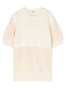 MSGM Kids t-shirt en coton à col rond - Tons neutres