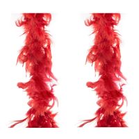 2x stuks carnaval verkleed veren Boa kleur rood 2 meter - thumbnail