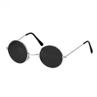 Hippie / flowerpower verkleed bril met ronde glazen zwart   -