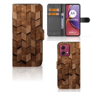 Book Style Case voor Motorola Moto G84 Wooden Cubes