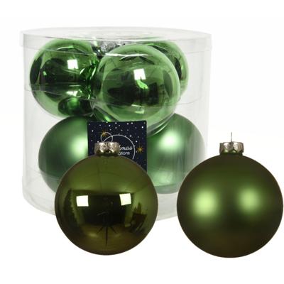 Decoris kerstballen - 12x st - groen - D10 cm - glas - kerstversiering Decoris kerstballen - 12x st - groen - D10 cm - glas - kerstversiering