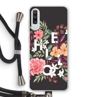 Hello in flowers: Samsung Galaxy A70 Transparant Hoesje met koord