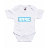 Knapperd cadeau baby rompertje blauw/wit jongens