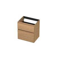 INK - Onderkast 2 Laden Greeploos met Houten Keerlijst A-symmetrisch - 600x450x650 Mm - Blank Eiken