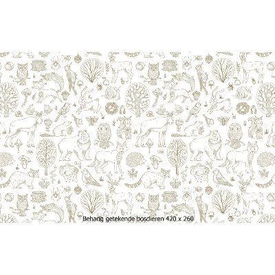 Designed4Kids wandvullend behang kinderkamer getekende bosdieren-420 x 260 cm