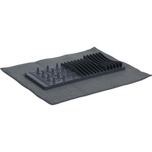 Afwas afdruipmat/afdruiprek set keuken - anti-slip - rubber - grijs - 30 x 40 cm