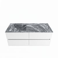 MONDIAZ VICA-DLUX 120cm badmeubel onderkast Talc 4 lades. Inbouw wastafel CLOUD links 1 kraangat, kleur Lava.
