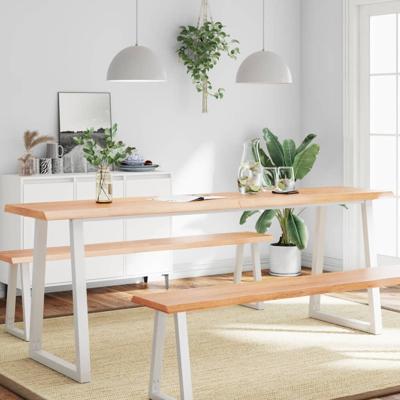 Tafelblad natuurlijke rand 220x50x(2-4) cm eikenhout lichtbruin