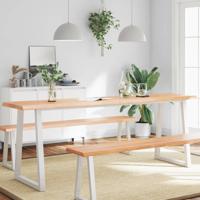 Tafelblad natuurlijke rand 220x50x(2-4) cm eikenhout lichtbruin