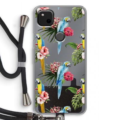 Kleurrijke papegaaien: Pixel 4a Transparant Hoesje met koord