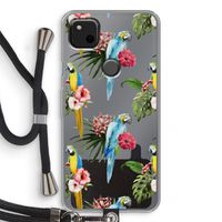 Kleurrijke papegaaien: Pixel 4a Transparant Hoesje met koord
