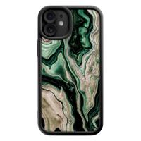 iPhone 12 zwarte case - Green waves
