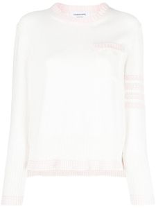 Thom Browne pointelle-knit 4-Bar jumper - Blanc