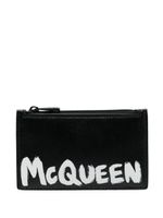 Alexander McQueen portefeuille en cuir à logo imprimé - Noir