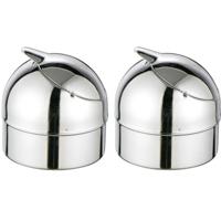 Klep asbak - 2x - zilver - metaal - 9 cm - terrasasbak - stormasbak