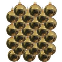 24x Glazen kerstballen glans goud 8 cm kerstboom versiering/decoratie   -