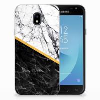 Samsung Galaxy J3 2017 | TPU | Siliconen hoesje | Marmer Wit Zwart - Origineel Cadeau Man