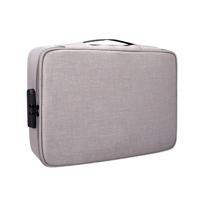 ZJ01 waterdichte polyester Multi-Layer document opslag zak laptoptas voor alle maten van laptops met wachtwoord lock (grijs)