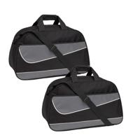 Sporttas/weekendtas - 2x - grijs/zwart - 55 x 32 x 28 cm - 50 liter - Fitness/Vrije tijd tassen